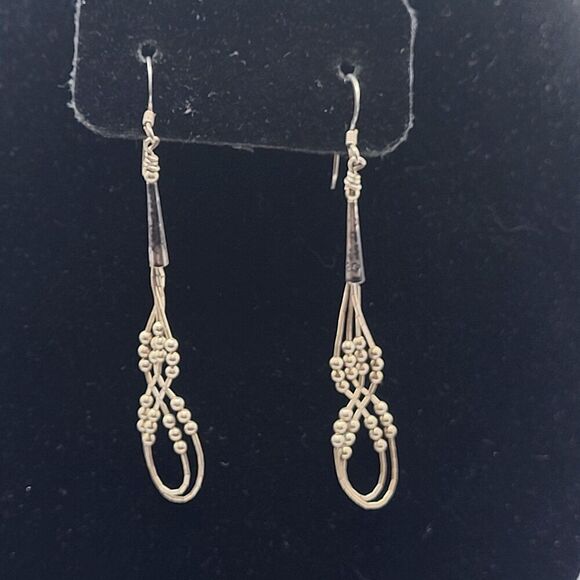 Native Liquid Sterling Silver Earrings signed 925 2.75in 2.5g - Picture 2 of 5